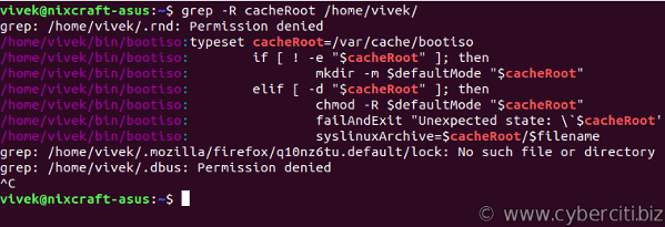 linux recursive search file